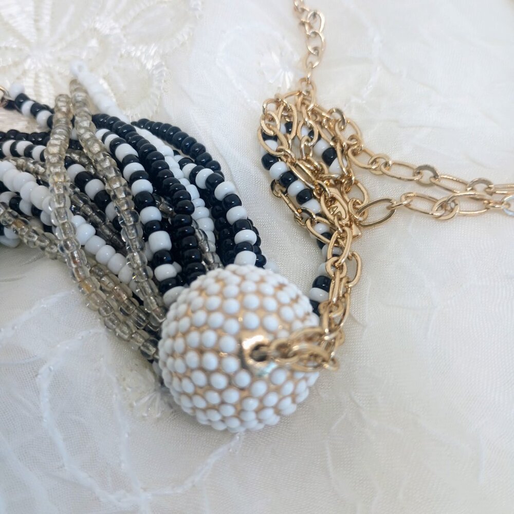 Sugarfix Necklace With Seed Bead And Multi Color Tassel Pendant 31" - Picture 5 of 6